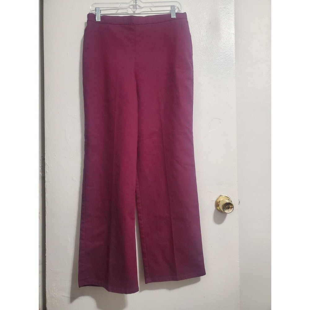 Alfred Dunner Womens Pants 12 Purple Pockets Pull On Elastic Waist Dress Work